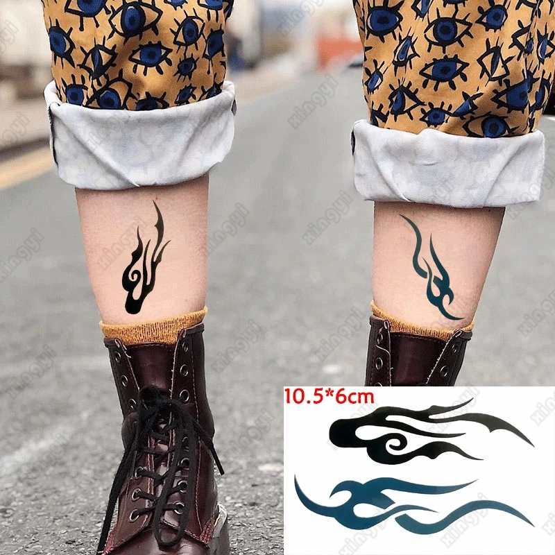 Waterproof Temporary tattoo tsticker black and blue fire totem tatoo Water Transfer fake tatoo flash tatto 10.5*6cm for man