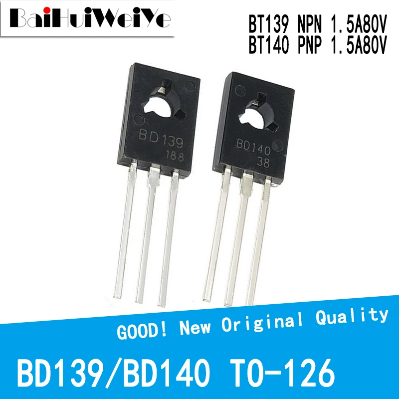 20PCS/LOT BD139 BD140 10Pair NPN PNP 1.5A 80V Transistor Triode TO126 TO-126 New Original IC Good Quality Chipset In Stock