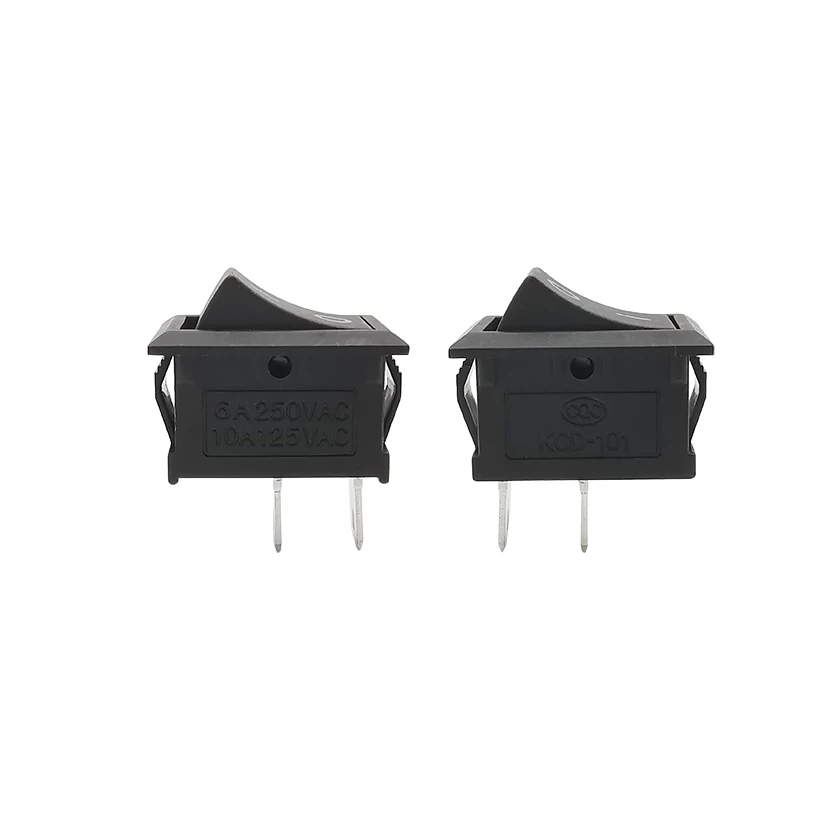 5/10Pcs KCD-101 2 Position Black Rocker Switch ON-OFF 15*21mm 6A 250V 10A 125V AC Power Boat Switches KCD101 image 4