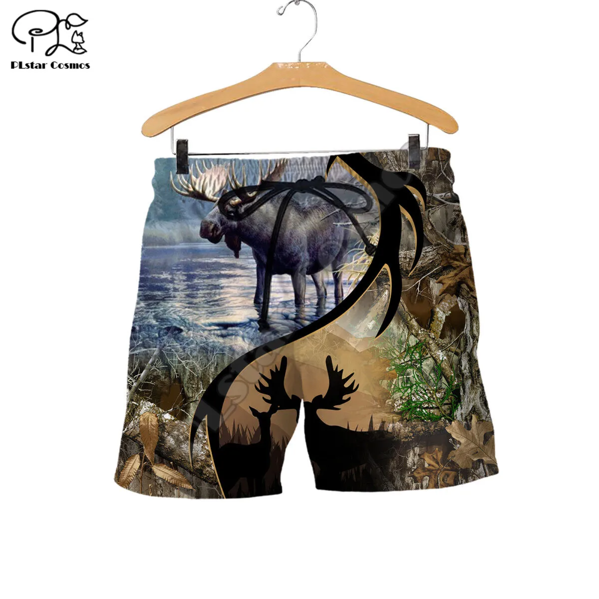 PLstar Cosmos Moose Hunting 3D Printed 2022 Newest Fashion Summer Casual Men's Shorts Harajuku Loose Beach Drop Shipping M31