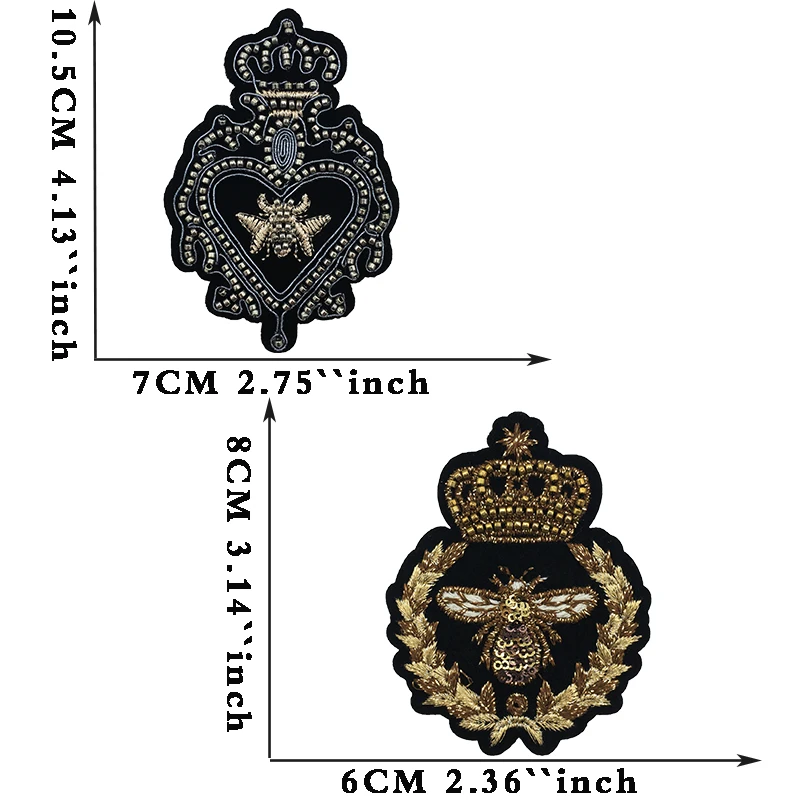 2 sztuk haft cekiny zroszony korona Bee aplikacja Jean Jackethat ozdobne łaty akcesoria do szycia naszywki na ubrania