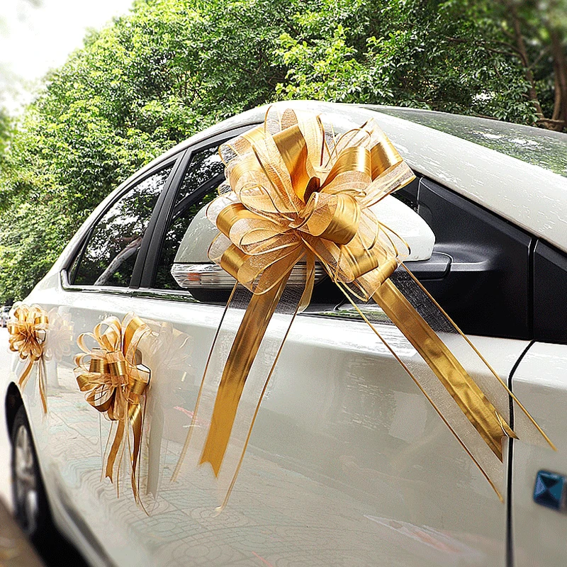 10pcs Ribbon Pull Bows Extra Large Size Wedding Car Birthday Christmas Gift Decoration Pull Bow Party Festive DIY Decorative Bow