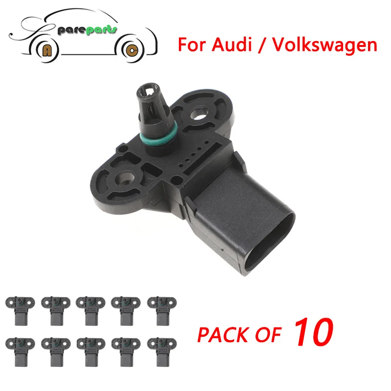 10 Pieces Map Sensor for VW Jetta Passat Touareg Golf Audi A6 A7 QUATTRO Q5 Q7 S5 SQ5 Air Pressure Sensor 03C906051F 0261230235