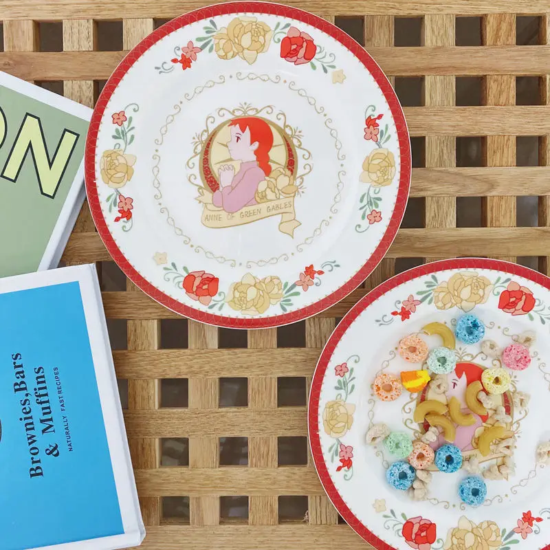 INS Style Cute Girl 8 inch Ceramic Tableware Dessert Plate Steak Salad Snack Cake Plates Tableware Bread Dinner Dishes