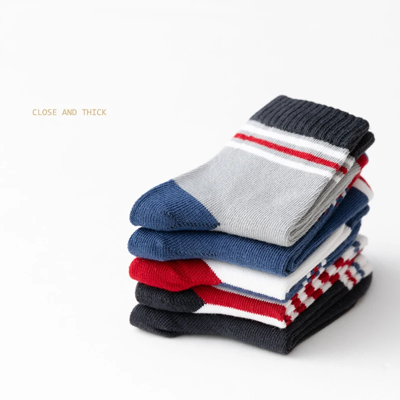 5Paris/lot Kids Socks Autumn Winter Cotton Baby Socks Red Star Cool Children Socks Fashion Striped Boys Socks