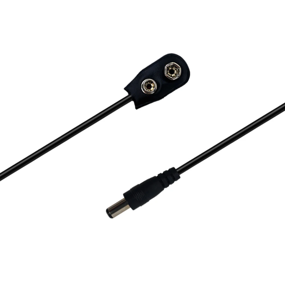 Conversor de cabos de alimentação, 2 peças 9v clipe de bateria conector de pressão dc 2.1 5.5mm plugue para pedal de efeito de guitarra cabo de