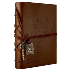 Leather Writing Journal Notebook Classic Key Bound Retro Vintage Notebook Diary Sketchbook Gifts with Unlined Travel Journals