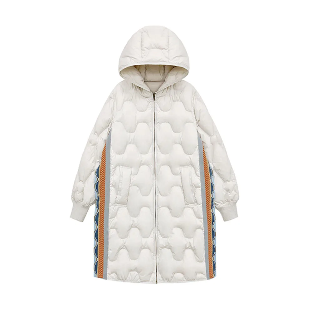 White Duck Down Jacket Female 2022 Winter New  Loose Long Section Korean Fashion Hooded Women Feather Coats