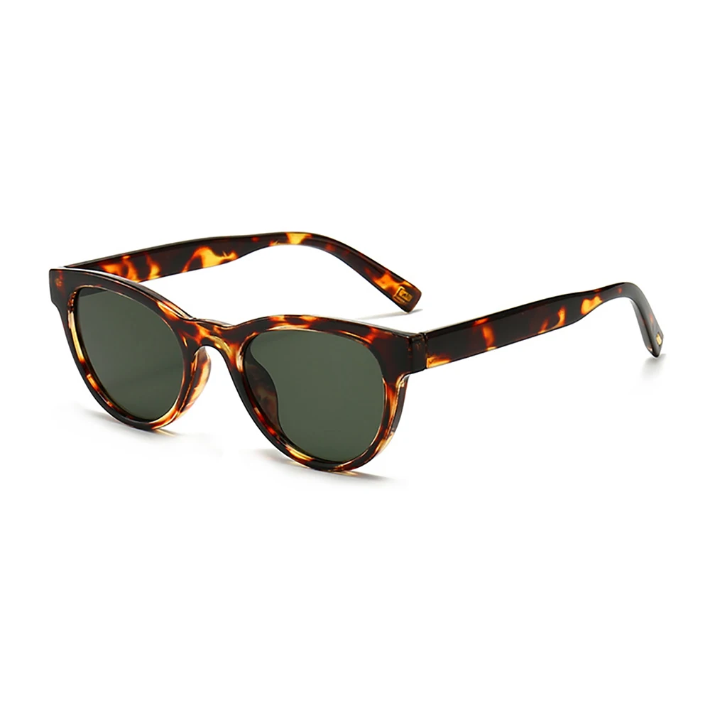 VIVIBEE-gafas de sol estilo ojo de gato para mujer, anteojos de sol femeninos pequeños con montura de leopardo, estilo Retro, color verde jaspe,