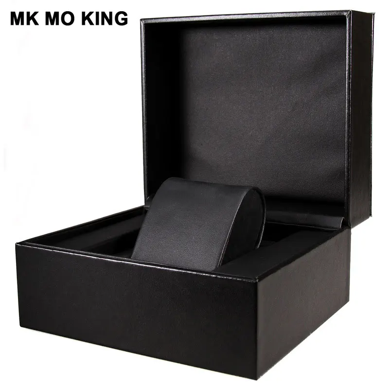 New Arrival Top Paper Luxury Brand Gift Box Flip Black Leather Watch Storage Box Bracelet Wood Box