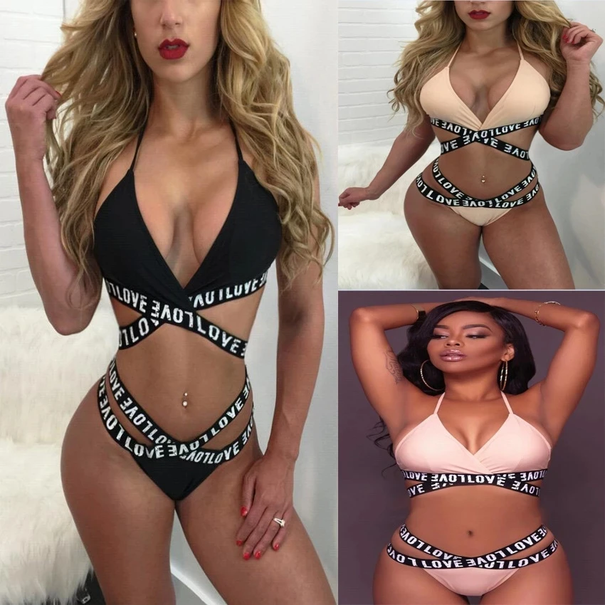 

2021 New Women Sexy Solid High Cut One Piece Push Up Padded Bra Swimsuit Funny Bathing Suit Swimwear Bikini Ms