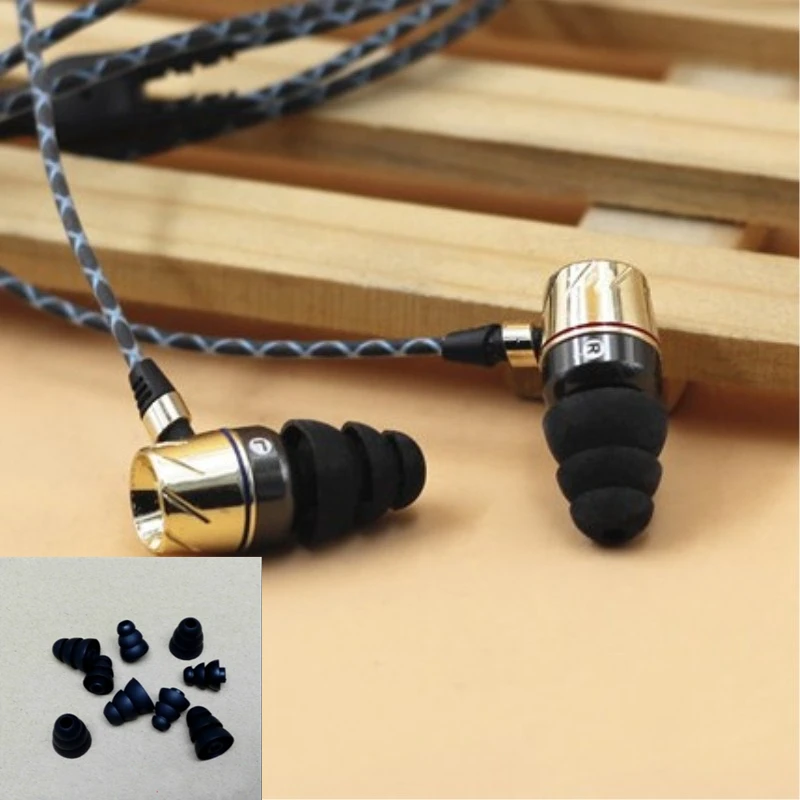 أسود ثلاثة طبقة سيليكون سماعات الأذن برعم الأذن نصائح استبدال مكافحة زلة سدادة الأذن لمعظم في الأذن سماعة 3 أحجام (S M L)