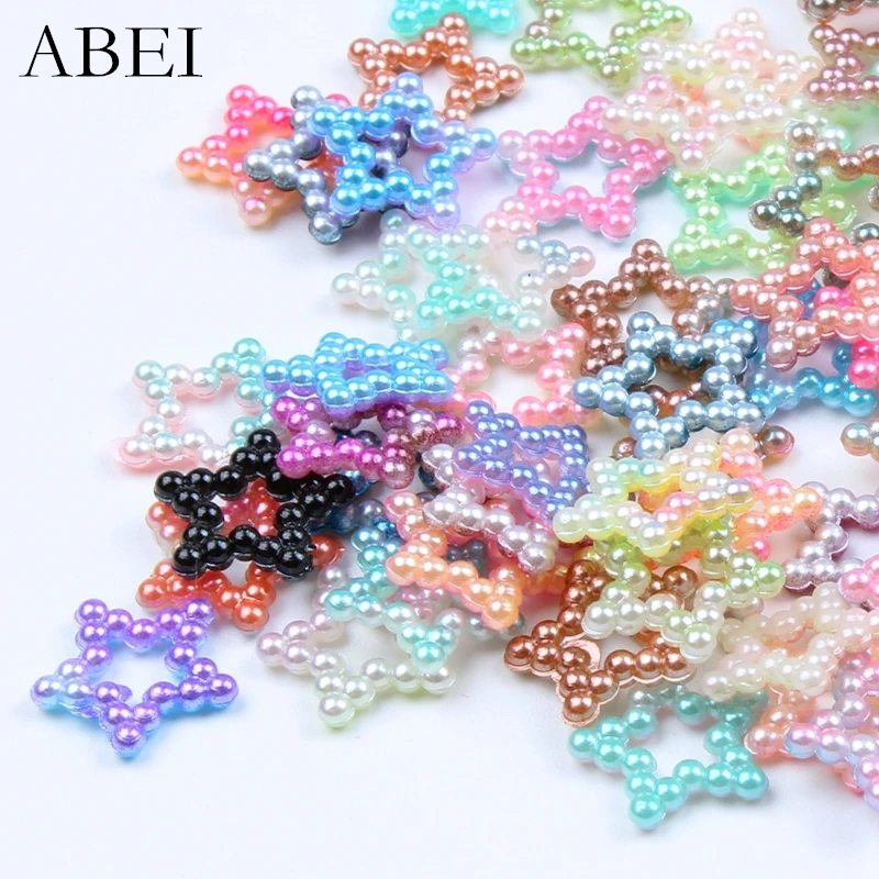 200pcs 12mm Mix Colors Star Beads For Wedding Party Decoration DIY Loose Bead Sewing Garments Accessories Mini Pearl Resin Beads