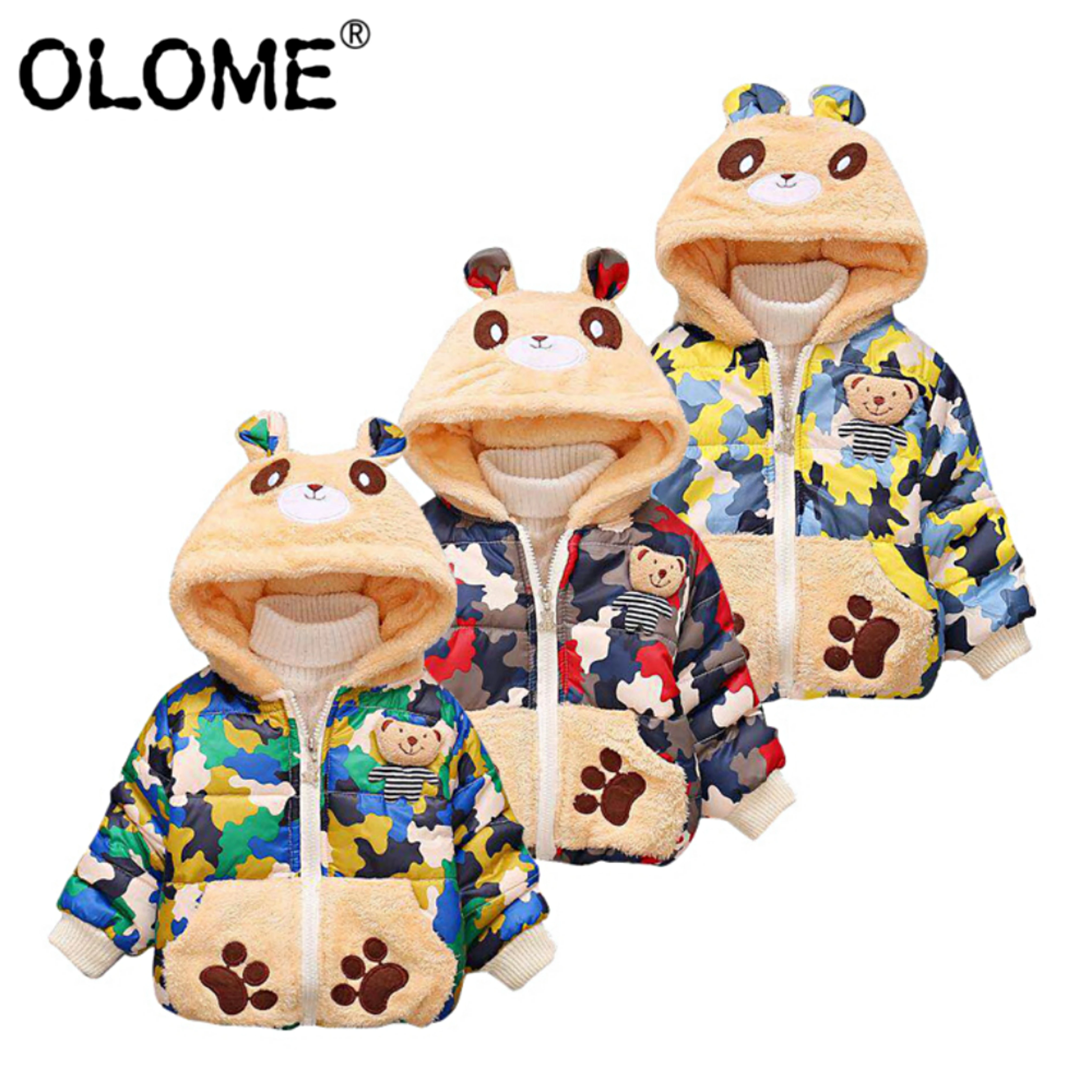 

OLOME Winter Children Jacked Hooded Baby Girls and Boys Coat Faux Shearling Toddler Jacket Warm Kids Clothes New Infant Outwear