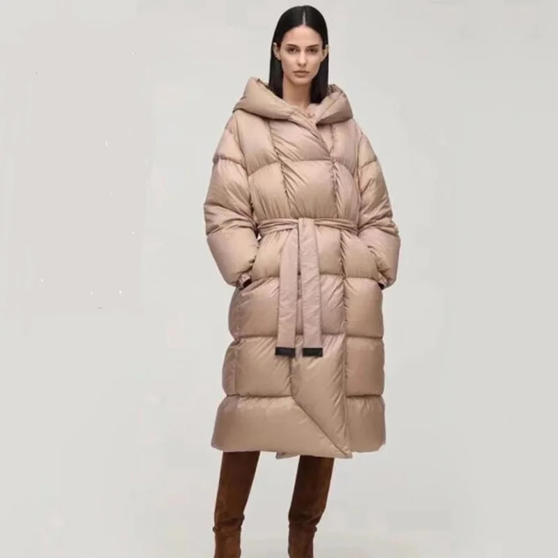 Doudoune à capuche pour femme, manteau surdimensionné, duveteux, épais, chaud, parka, collection hiver, Wy195