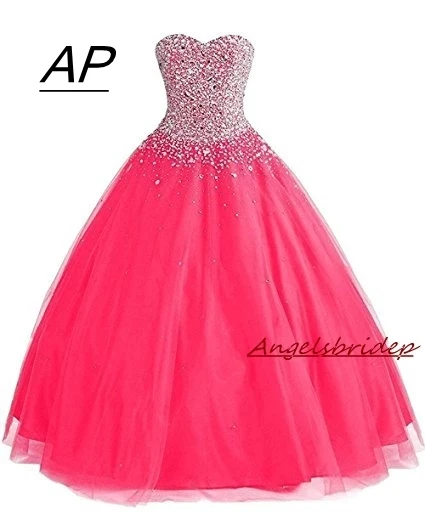 

ANGELSBRIDEP Ball Gown Quinceanera Dresses 2021 With Rhinestones 15 Party Quinceanera Gowns Sparkly Beading Debutante Gowns Hot