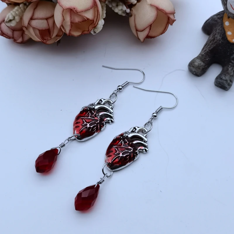 Bleeding Heart Earrings | Crystal Stone Handmade Personalized Earrings