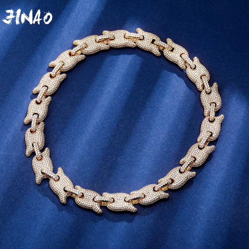 Jinao NEW 10MM AAA+ CZ High Quality Miami Cuban Chain Iced Necklace Men and Women Hip hop plated  Jewelry For Gift