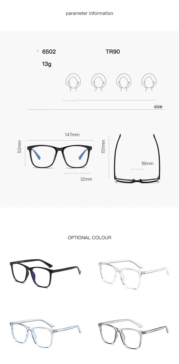 Quadratische Korrektionsbrille mit großem Rahmen, Anti-Blaulicht/Photochrom/Myopie/Hyperopie/Progressiv/Bifokale Brille, Unisex – Detail 1