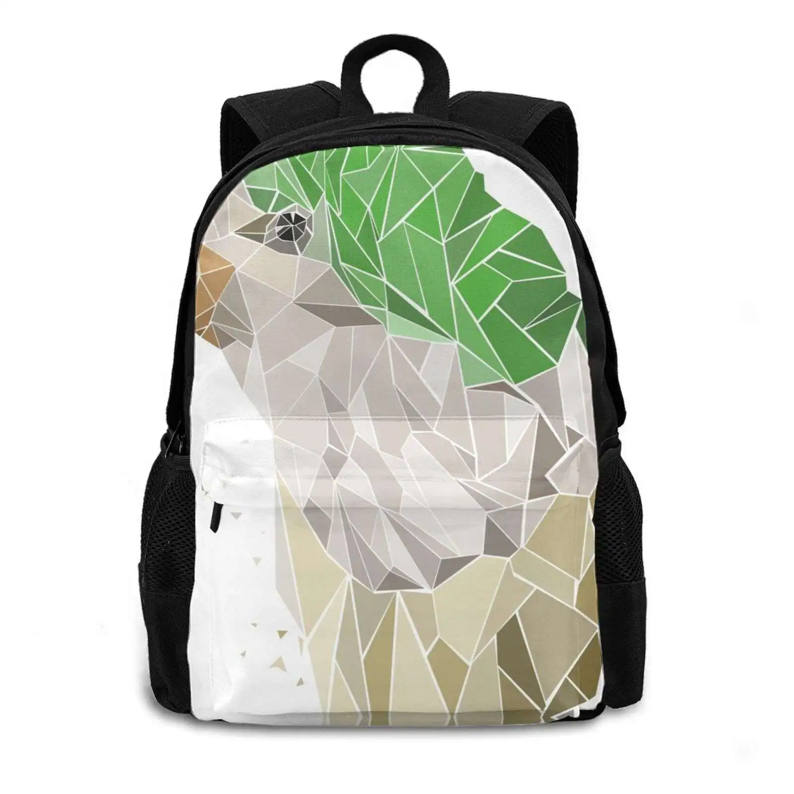 Parrot Geometric Large Capacity School Backpack Laptop Bags Parrot Bird Geometric Monk Parakeet