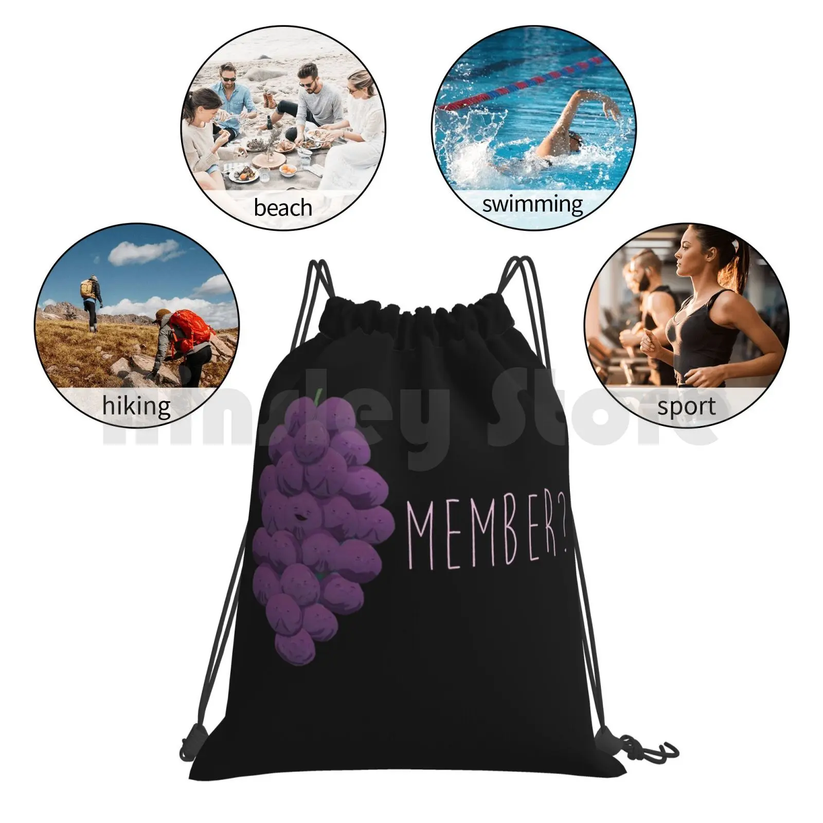 Member Berries : Fanart Print Backpack Drawstring Bags Gym Bag Waterproof Member Berries Member Berries Fanart Fan