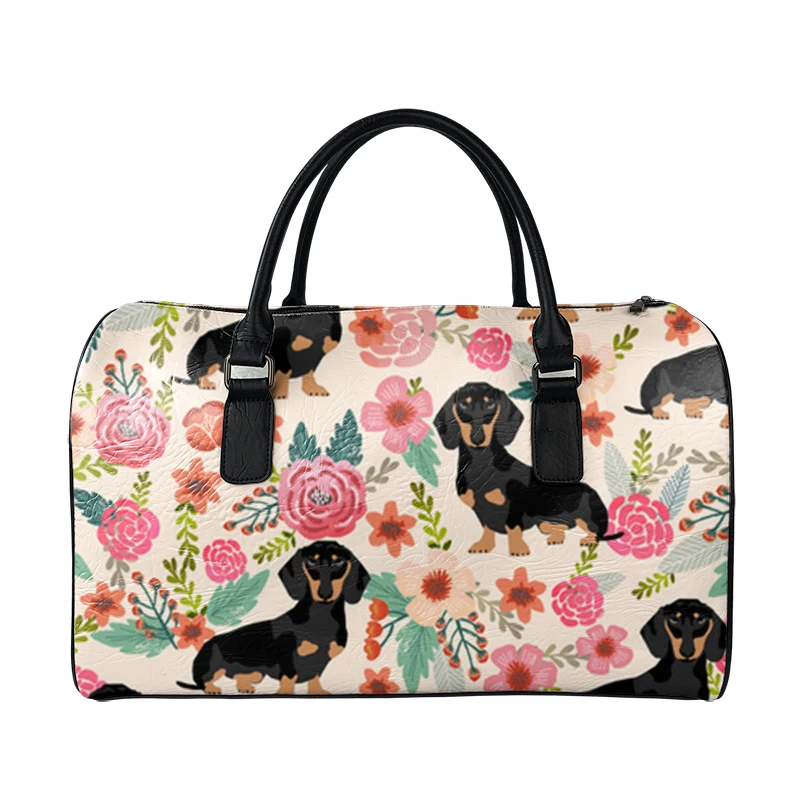 Noisydesigns New Men's Travel Bags Large Capacity Women PU Luggage Handbags Holiday Duffle Fashion Dachshund Dog Print Dropship