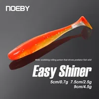 NOEBY-cebo suave brillante de 5cm, 7,5 cm, 9cm, aparejos de Texas, cebos de gusano, Wobblers artificiales de silicona, Jig Head Swimbait para Señuelos de Pesca de lubina