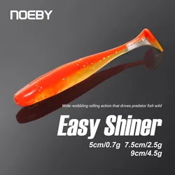 NOEBY Shiner Soft Bait 5cm 7.5cm 9cm Texas Rig Worm Baits Silicone Artificial Wobblers Jig Head Swimbait for Bass Fishing Lures