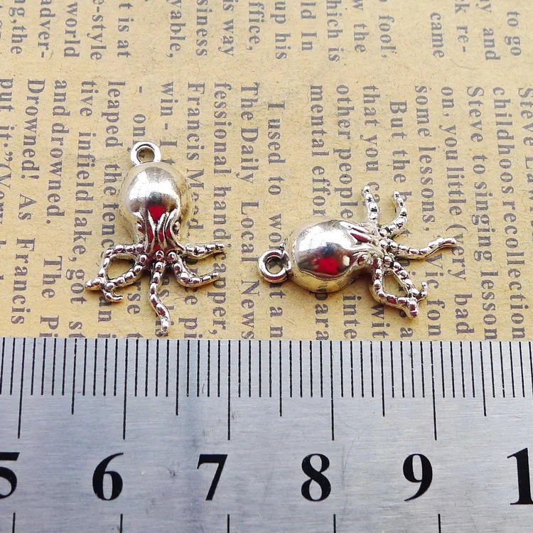 15pcs/Lot 21x15mm Antique Silver Color Octopus Charms Pendant For Jewelry Making DIY Jewelry Findings