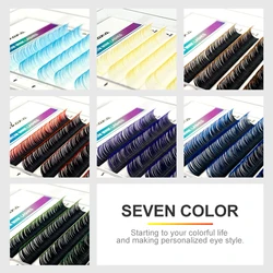 NATUHANA 12Rows White Ombre Colored FalseLashes Individual Faux Mink Gradient Color Eyelash Extension for Makeup Tool