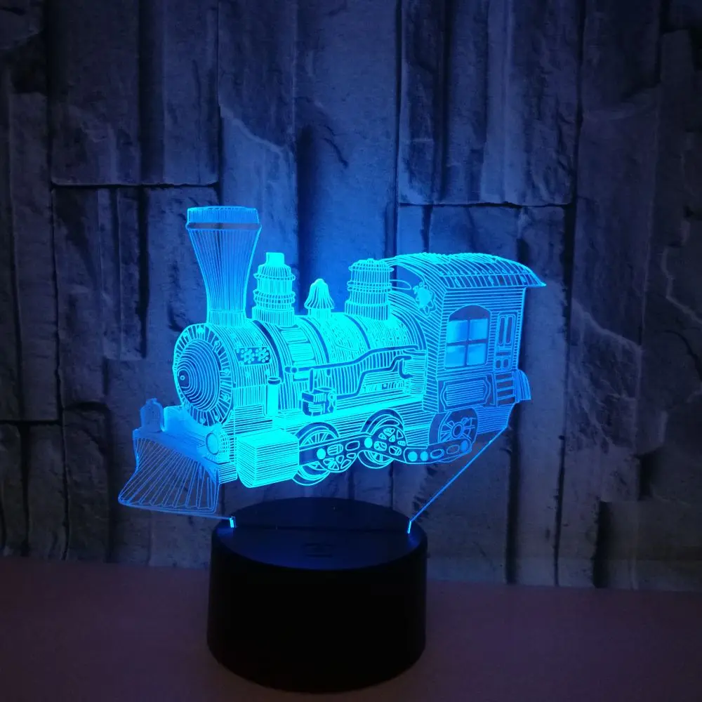 Retro train theme 3D Lamp LED night light 7 Color Change Touch Mood Lamp Christmas present Dropshippping