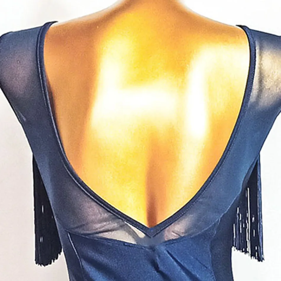 Uniforme di pratica delle donne di cucitura della nappa senza schienale per la sala da ballo costumi di Rumba abito da ballo abito da valzer abbigliamento da ballo Flamenco