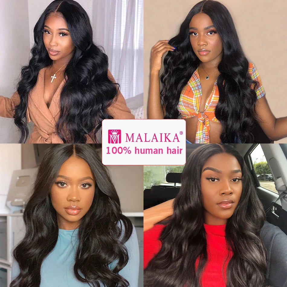 Malaika 28 30 40 inch  3/ 4 Body Wave Bundles With Closure Brazilian Hair Weave Bundles With Lace Closure 4x4 Remy Human Hair