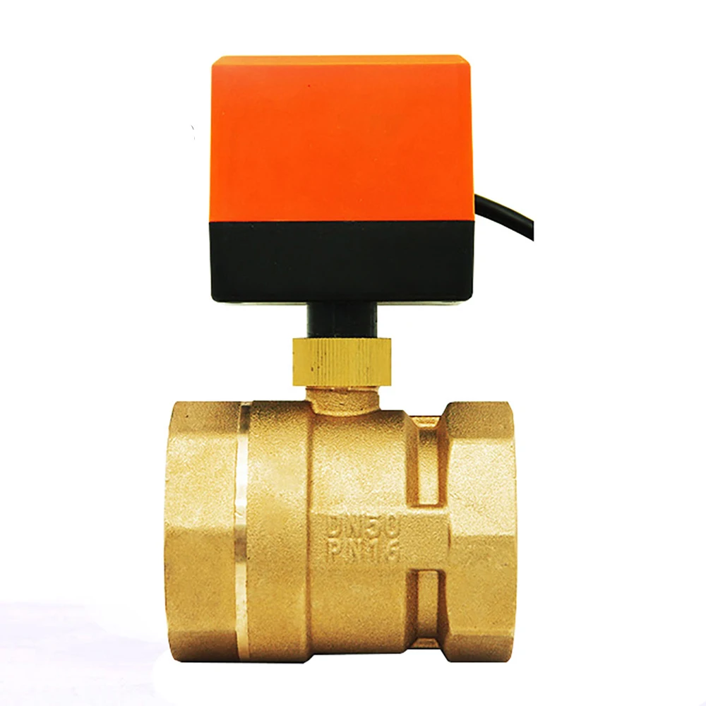 

2" Electric Ball Valve 3-wire 2 Point Control 2 ways DN 32 DN50 Brass Motorized Ball Valve 220V 12V 24V