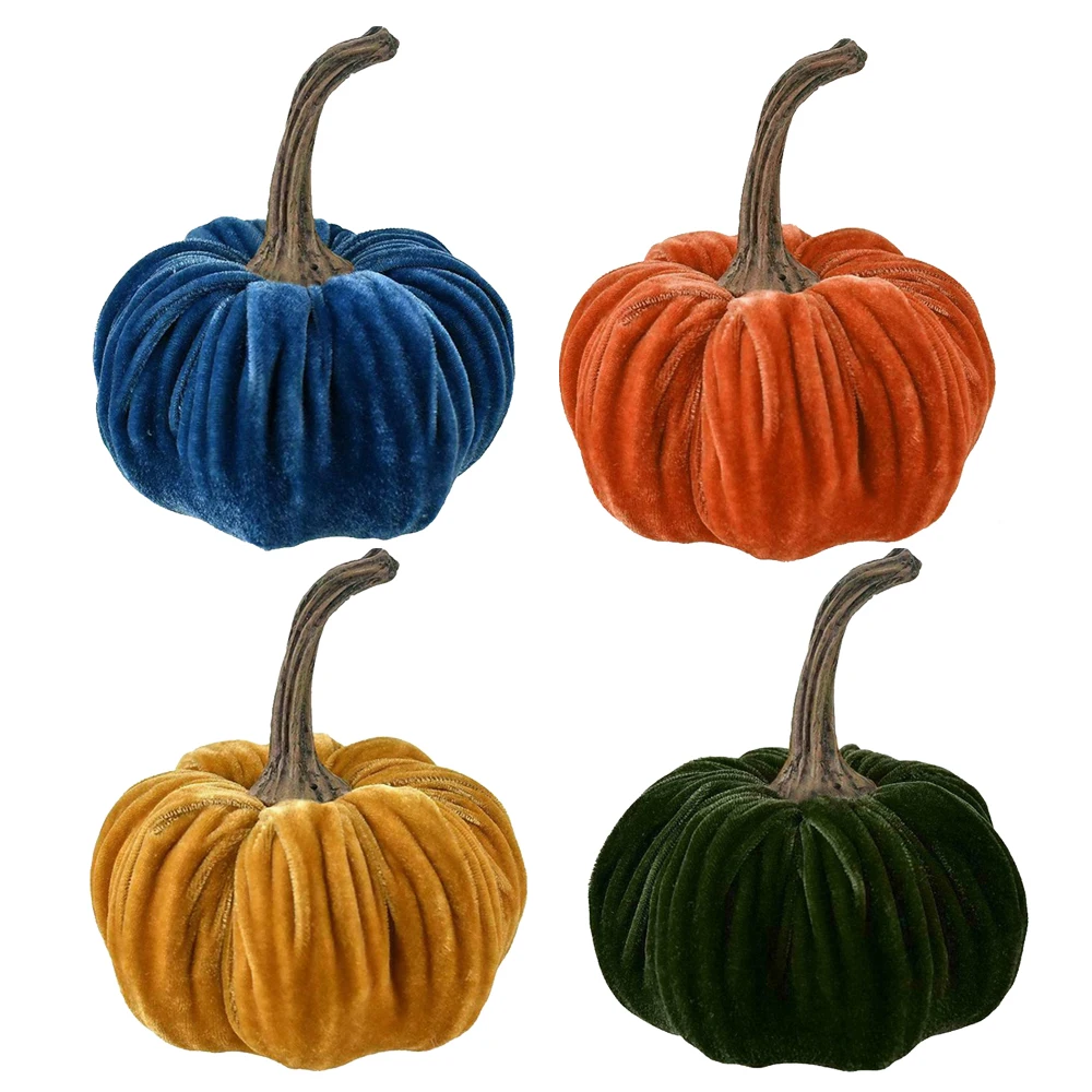 Handmade Velvet Pumpkins Decor Super Soft Stuffed Pumpkin with Exquisite Halloween Holiday Diy Store Home Party Decoration