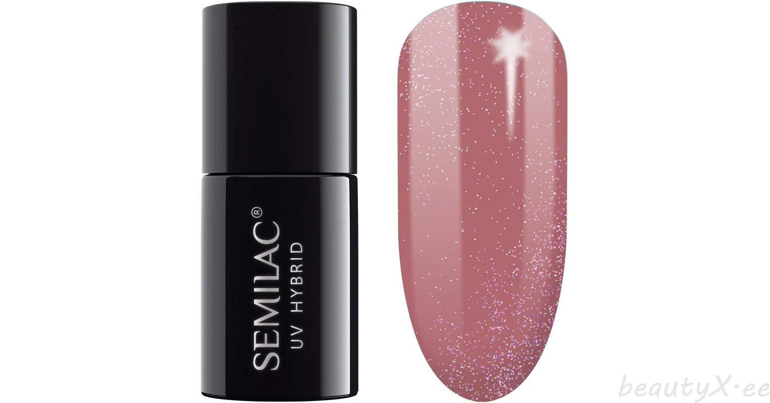 Semilac Shimmer Dust Caramel 321 semi-permanent coverage, UV hybrid nail polish texture Gel