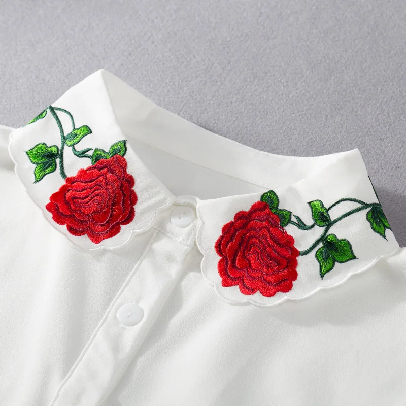 Fashion embroidered fake collar female lapel shirt collar chiffon shirt collar decorative collar Korean version