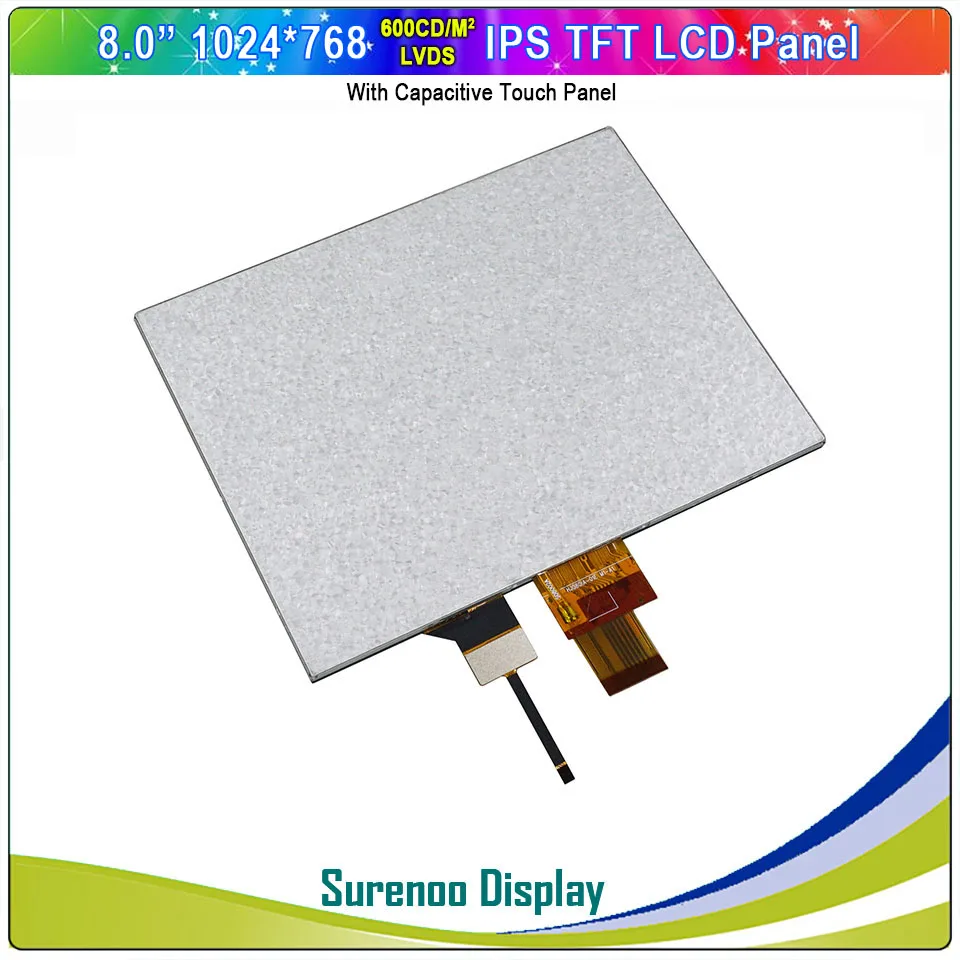 Imagem -03 - Monitor Tela Lcd Tft de Alto Brilho 8.0 1024 4:3 Ips Lvds Módulo de Exibição I2c Painel Touch Capacitivo