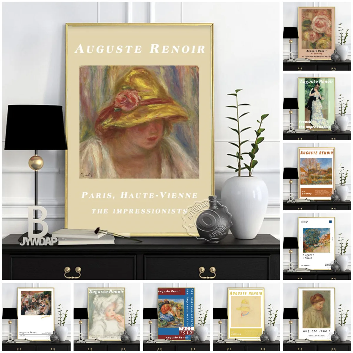 Auguste Renoir Retro Posters, Lunch At The Restaurant Fournaise Nude In A Straw Hat Oil Painting, France Vintage Home Decor Gift