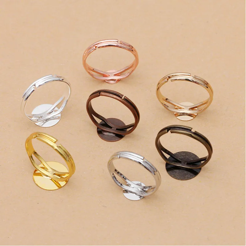 10pcs 18mm Rings Settings Y-Shape Bases Bezel Tray Copper Ring Blank Base Fit 6/8/10/12mm Cabochon Cameo DIY Jewelry Making