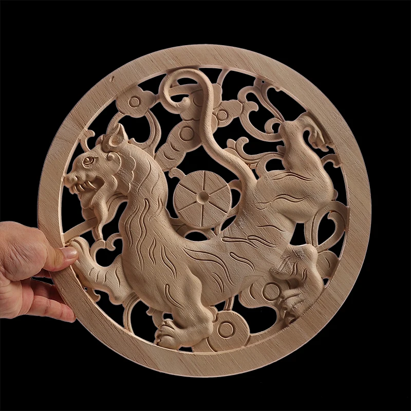 Wood Applique Wood Furniture Decoration Wood Decal Unpainted Onlay Flower Long Wooden Walls Home Decoration Window Decoration