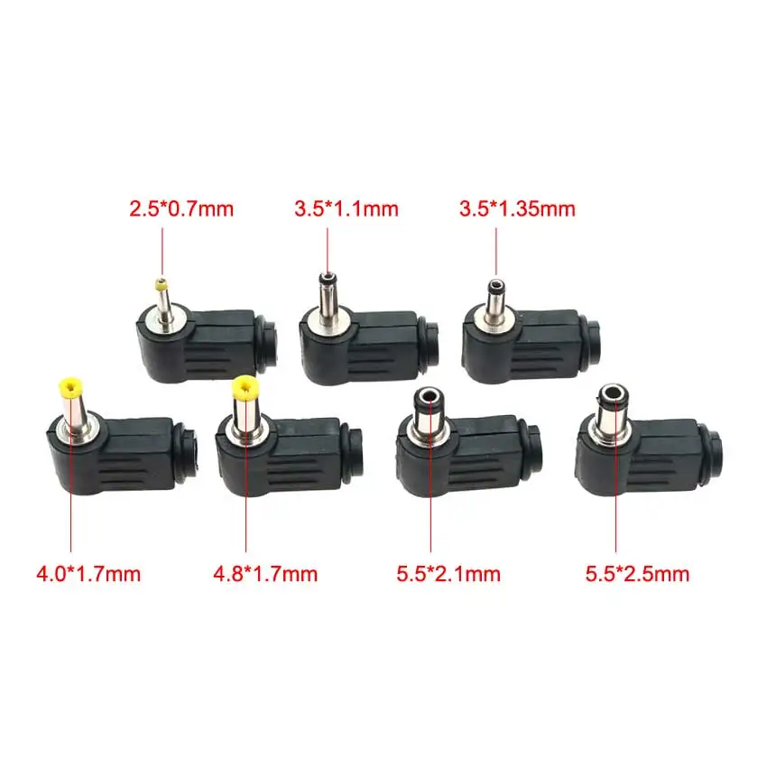 يوشى الذكور DC قوة التوصيل موصل زاوية الحق L على شكل 2.5*0.7 3.5*1.1 3.5*1.35 4.0*1.7 4.8*1.7 5.5*2.1 5.5*2.5 مللي متر DC قوة التوصيل