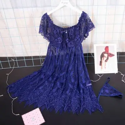 Artı boyutu iç çamaşırı pijama yaz gecelik iç çamaşırı bayanlar seksi dantel kıyafeti bayan kısa kollu ev tekstili gecelik M-3XL