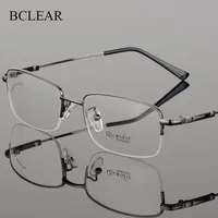 BCLEAR-Gafas de aleación de memoria para hombre, montura a la moda, media montura, Vintage, transparente, 2019