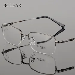 BCLEAR 2019 Fashion Men Glasses Frame Memory Alloy Eyeglasses Half Frame Vintage Clear Lens Glasses Optical Spectacle Frame Hot