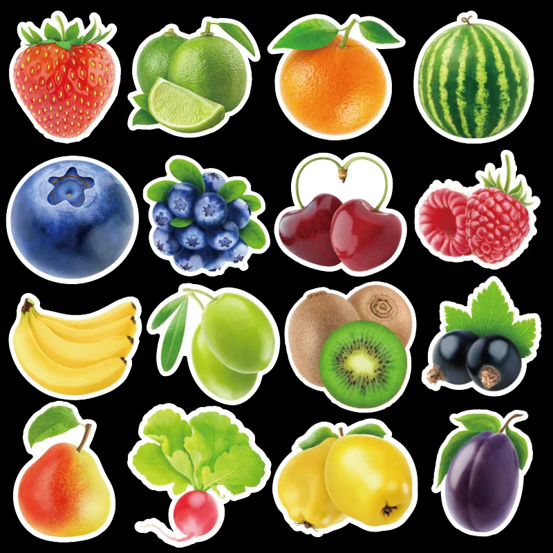 10/30/50/100PCS Cartoon Fruit Vegetable Green Plant Doodle Stickers DIY Toys Car Laptop Skateboard Motorcycle Trolley Sticker F5