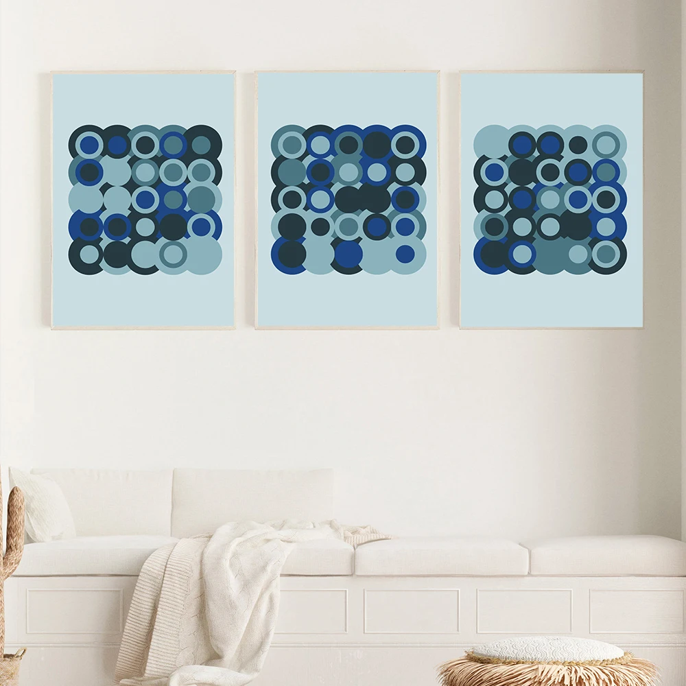 Minimalist Blue Geometric Pictures Abstract Color Line Wall Art Canvas Painting Poster and Print Gallery Living Room Home Decor