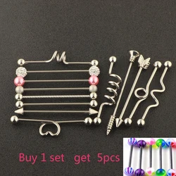 13pcs 316L Surgical Steel Industrial Barbell Earrings Heart Arrow for Women Men Helix Conch Cartilage Piercing Jewelry пирсинг