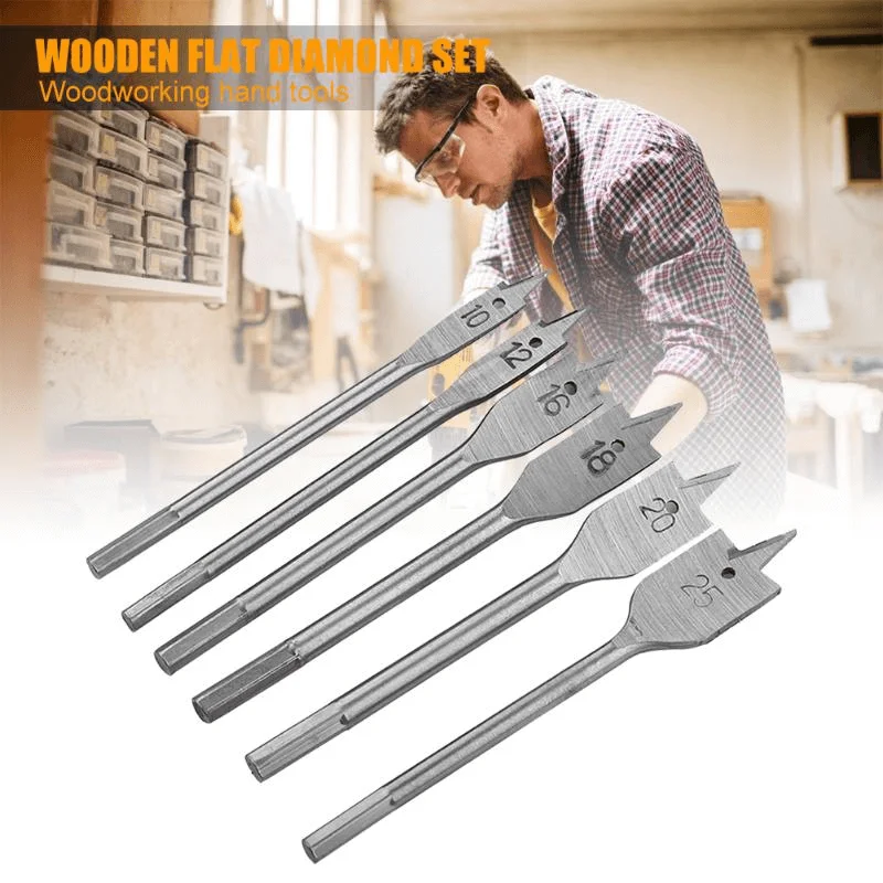 Pro Woodingwork Spade Drill Bit Set 6 PCS HSS Woodworking Tool Spade Drill Bits Hardwood Wooden Flat Shovel Drill Bit Carpenter