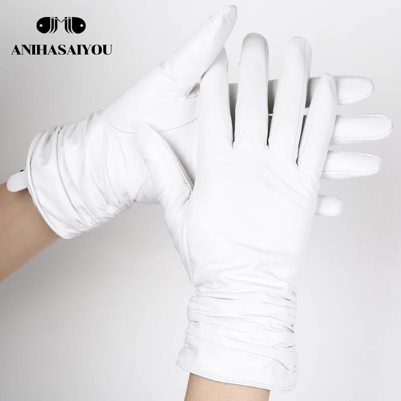 Fashion comfort White gloves high-end sheepskin leather gloves winter cold and warm white gloves for women -2081 White